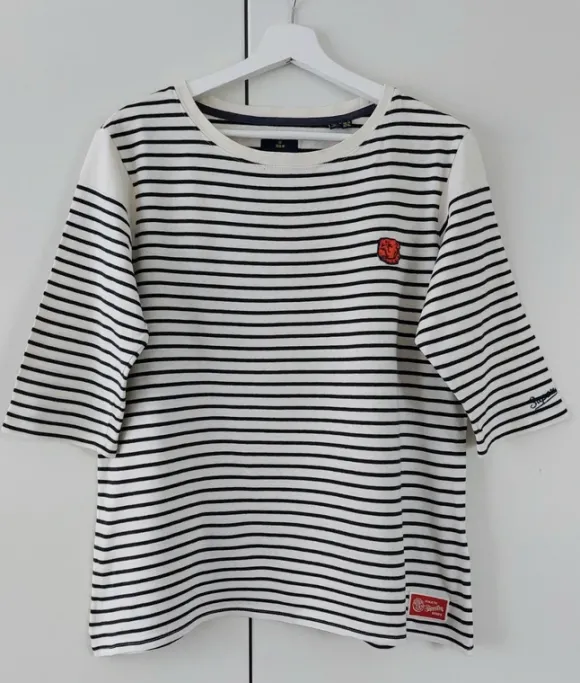 Superdry maritimes Streifenshirt T-Shirt mit 3/4 Arm Größe 38