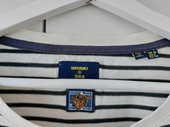 Superdry maritimes Streifenshirt T-Shirt mit 3/4 Arm Größe 38