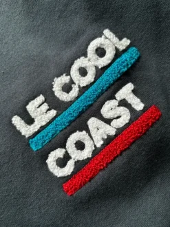 Sweatshirt blau mit Frottee-Stickerei - Keycard-Tasche - made in Portugal
