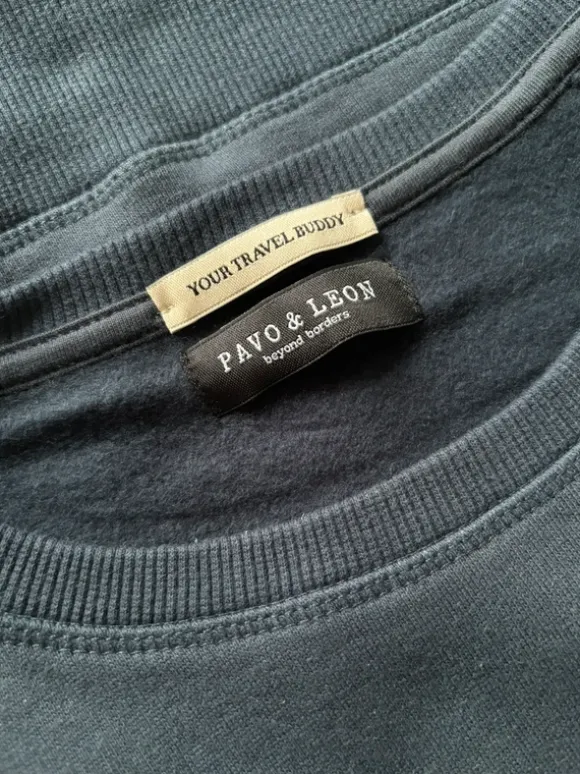 Sweatshirt blau mit Frottee-Stickerei - Keycard-Tasche - made in Portugal