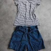 Tolles Set von Esprit: Coole Jeans-Short highwaist und T- Shirt Gr. 42 XL
