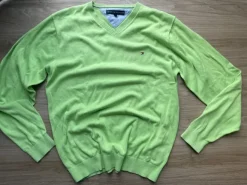 Tommy Hilfiger Knit Sweater Lime Green – Y2K / Vintage V-Neck