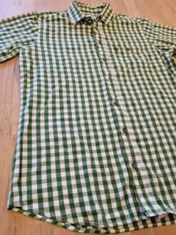 Trachtenhemd Kurzarm Nübler Größe M Grün Weiß Kariert Herren Tracht Oktoberfest