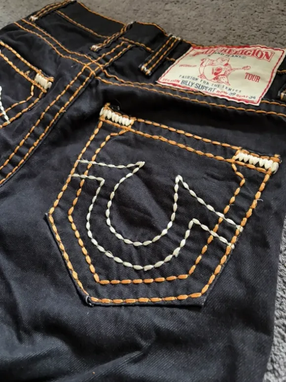 True Religion Y2K Jeans 😍 schwarze Big Stitch Hose in 29