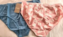 Two Pairs of Organic Cotton Midi-Briefs Blue Plain/Pink Ginkgo 50-52 (4136)