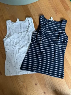 Umstandstops Stilltops H&M Mama Gr. M 2 Stück Weiß blau gestreift
