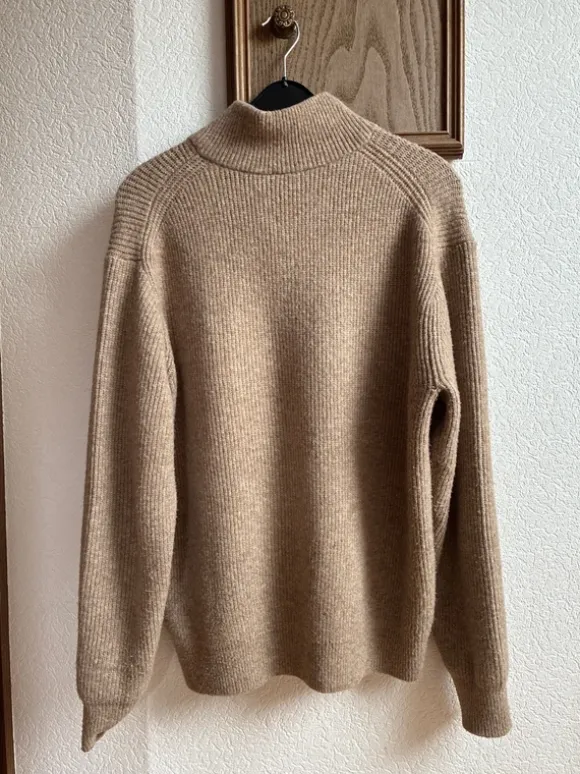 Uniqlo half / quarter zip Pullover beige L wolle