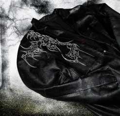 veste noire en cuir handmade custom cybersigilism
