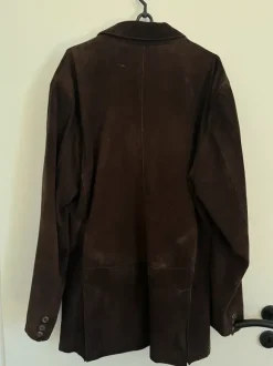 Vintage 100% Genuine Leather Suede Blazer – Chocolate Brown 90s Jacket