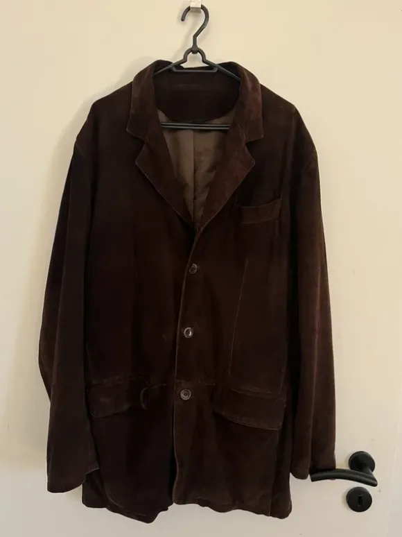 Vintage 100% Genuine Leather Suede Blazer – Chocolate Brown 90s Jacket