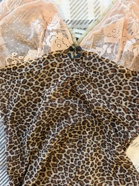Vintage Intimissimi Leopard Lace Slip Dress powder pink