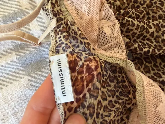 Vintage Intimissimi Leopard Lace Slip Dress powder pink