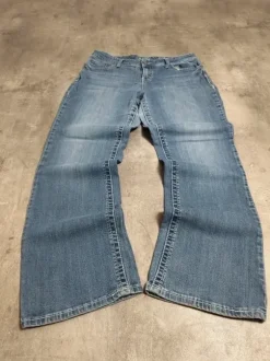 Vintage Japanese Printed Jeans | Low Waist ; Flared | Miss Me; True Religion Style | L | Blau