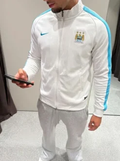 Vintage Nike Manchester City Track Jacke Weiß L/XL