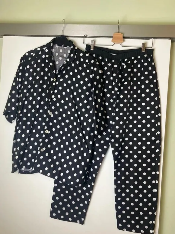 Vintage Polkadot black and white Set pants and shirt