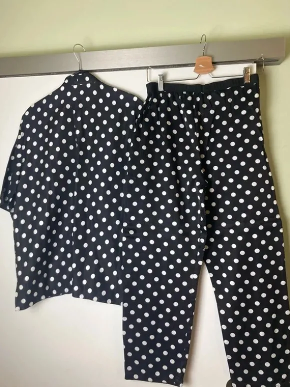 Vintage Polkadot black and white Set pants and shirt