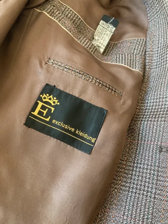 Vintage Sakko Braun Kariert Herren Schurwolle Tweed Stil