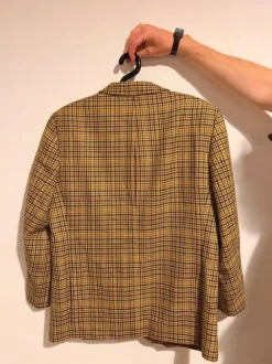 Vintage Tweed Blazer Gilberto Check Wool Jacket Brown Yellow Size M/L