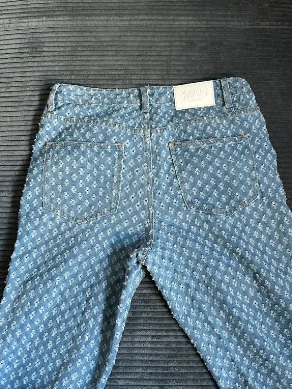 Vintage Y2K Wide Leg Jeans im Distressed-Look