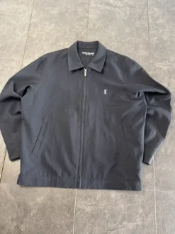 Vintage Yves Saint Laurent Harrington Jacke – Jet Black / Micro Rib Texture