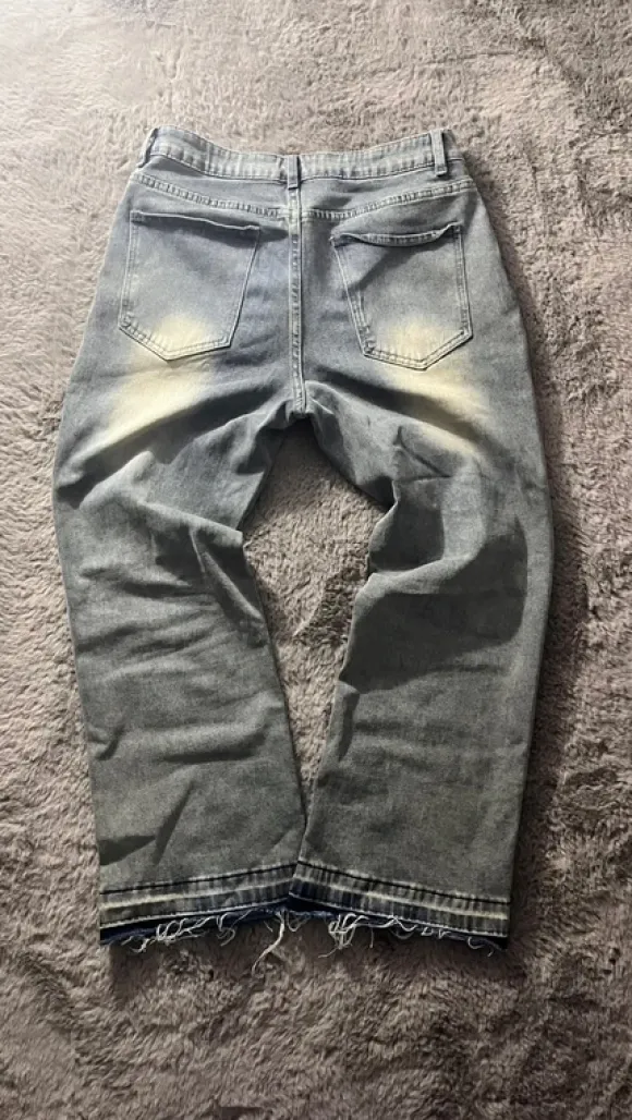 Washed flared jeans