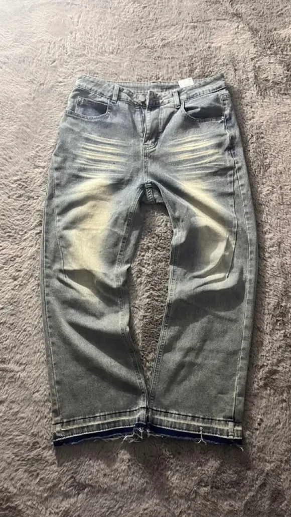 Washed flared jeans