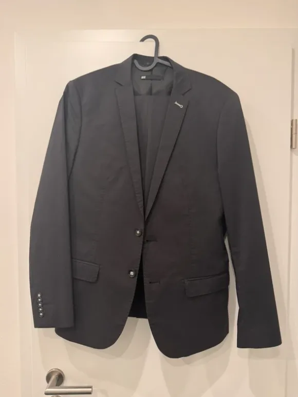 WE Herren Anzug Set, Sakko 48, Hose 50 dunkel grau slim fit