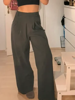 Wide Leg Anzugshose, Stoffhose in grau