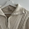 Yas Pullover Strick Zopfmuster beige S 36