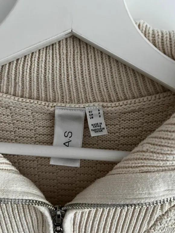 Yas Pullover Strick Zopfmuster beige S 36