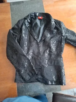 Zwart pailletten jasje maat 40 van tethru